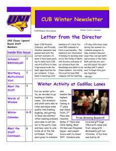 CUB Winter Newsletter Letter from the Director