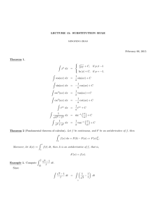 LECTURE 15: SUBSTITUTION RULE February 06, 2015 Theorem 1. 