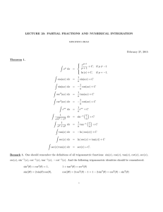 LECTURE 20: PARTIAL FRACTIONS AND NUMERICAL INTEGRATION February 27, 2015 Theorem 1. 