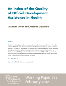 An Index of the Quality of Official Development Assistance in Health