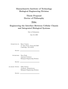 Massachusetts Institute of Technology Biological Engineering Division Thesis Proposal Doctor of Philosophy