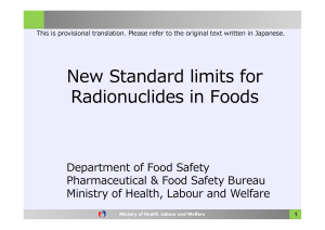 New Standard limits for Radionuclides Radionuclides in Foods in Foods