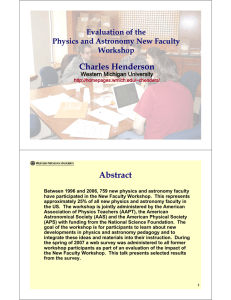Charles Henderson Abstract Evaluation of the Physics and Astronomy New Faculty