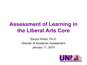 Assessment of Learning in the Liberal Arts Core Donna Vinton, Ph.D.