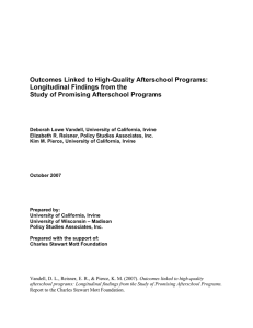 Outcomes Linked to High-Quality Afterschool Programs: Longitudinal Findings from the
