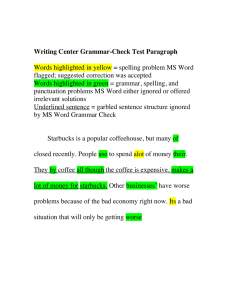 Writing Center Grammar-Check Test Paragraph  flagged; suggested correction was accepted