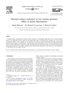 Thermal contact resistance at low contact pressure: Eﬀect of elastic deformation
