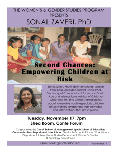 Second Chances: Empowering Children at Risk SONAL ZAVERI, PhD