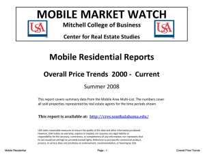 MOBILE MARKET WATCH Mobile Residential Reports Overall Price Trends 2000 Current Overall Price Trends  2000 ‐  Current