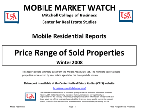 MOBILE MARKET WATCH Price Range of Sold Properties Mobile Residential Reports Winter 2008