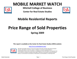 MOBILE MARKET WATCH Price Range of Sold Properties Mobile Residential Reports Spring 2009
