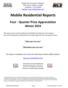 Mobile Residential Reports Four - Quarter Price Appreciation Winter 2010