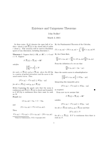 Existence and Uniqueness Theorems John Stalker March 3, 2015