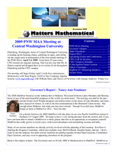 2009 PNW MAA Meeting at Central Washington University Contents
