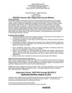 POSTED: Internal, ESC, Edgecombe County Website – Children Services Social Worker III 165-40-175