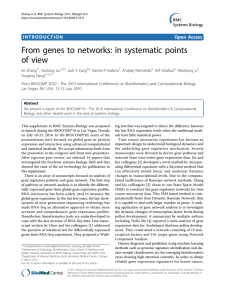 From genes to networks: in systematic points of view INTRODUCTION Open Access