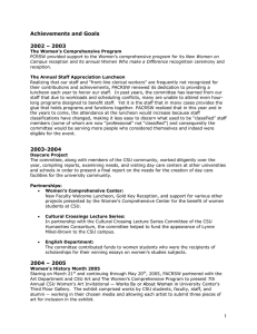 Achievements and Goals  2002 – 2003