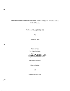 Labor-Management Cooperation in the Public Sector:  Changing the ... for the 21 century An Honors Thesis (HONRS 499)