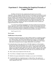 Experiment 3:  Determining the Empirical Formula of Copper Chloride