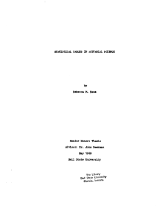 STATISTICAL  TABLES  IN  ACTUARIAL  SCIINCE 1969