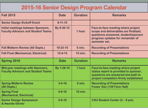 2015-16 Senior Design Program Calendar Fall 2015 Date Duration