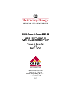 CASPR Research Report 2007-02  USING MONTYLINGUA 2.1 WITH C# AND MICROSOFT .NET