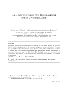 R&amp;D Expenditures and Geographical Sales Diversification Christopher F Baum , Mustafa Caglayan