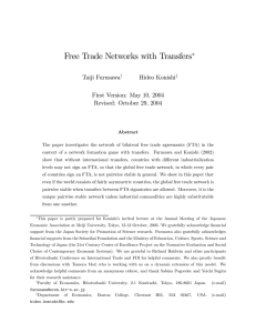Free Trade Networks with Transfers ∗ Taiji Furusawa Hideo Konishi