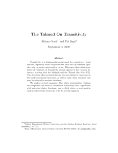 The Talmud On Transitivity Shlomo Naeh and Uzi Segal September 3, 2009