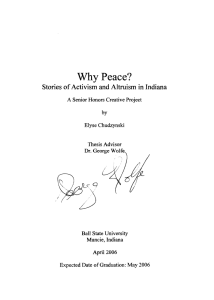 Why Peace? Stories of Activism and Altruism in Indiana cO