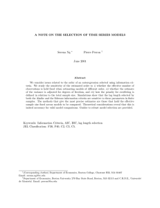A NOTE ON THE SELECTION OF TIME SERIES MODELS Serena Ng