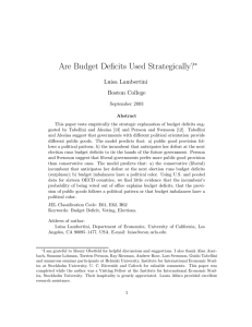 Are Budget Deficits Used Strategically? ∗ Luisa Lambertini Boston College