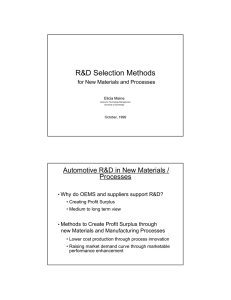 R&amp;D Selection Methods  Automotive R&amp;D in New Materials / Processes