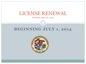 LICENSE RENEWAL BEGINNING JULY 1, 2014 Revised April 16, 2015 1