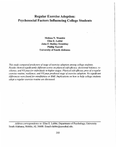 Regular Exercise Adoption: Psychosocial Factors Influencing College Students