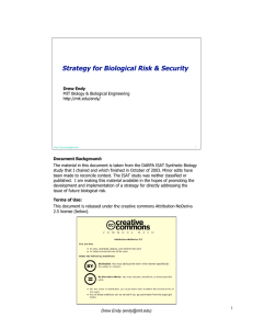 Strategy for Biological Risk &amp; Security
