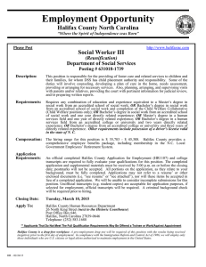 Employment Opportunity Halifax County North Carolina Social Worker III