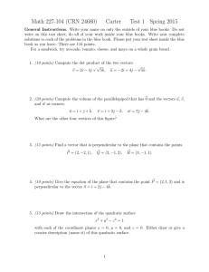Math 227-104 (CRN 24680) Carter Test 1 Spring 2015