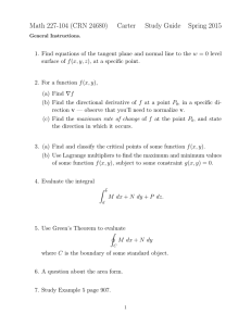 Math 227-104 (CRN 24680) Carter Study Guide Spring 2015