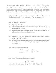 Math 227-104 (CRN 24680) Carter Final Exam Spring 2015