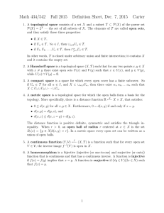 Math 434/542 Fall 2015 Definition Sheet, Dec. 7, 2015 Carter