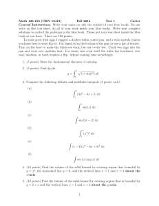 Math 126-103 (CRN 12418) Fall 2014 Test 1 Carter