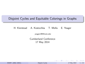 Disjoint Cycles and Equitable Colorings in Graphs H. Kierstead A. Kostochka T. Molla