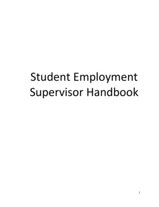 Student Employment Supervisor Handbook 1