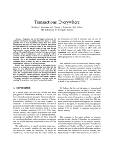 Transactions Everywhere SMA Fellow MIT Laboratory for Computer Science