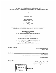 An  Analysis  of  the  Operating ... Financial  Statement Disclosures  Associated  with  Corporate...