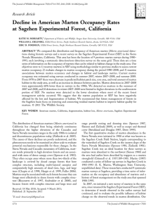 Decline in American Marten Occupancy Rates at Sagehen Experimental Forest, California