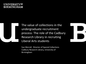 The value of collections in the undergraduate recruitment Research Library in recruiting