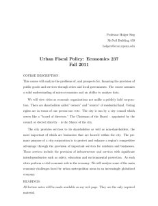 Urban Fiscal Policy: Economics 237 Fall 2011