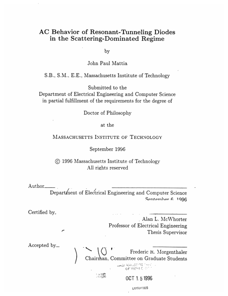 AC  Behavior  of  Resonant-Tunneling  Diodes